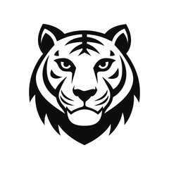 a black and white vector illustration of tiger head.eps