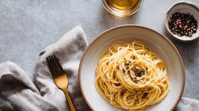 Cacio e pepe spaghetti advertisement 