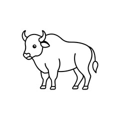 Vector illustration of cute animal Bison line art illustration