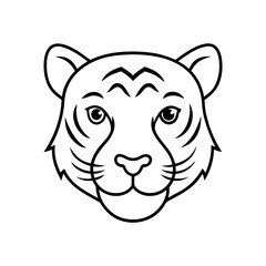Vector illustration of cute Bengal Tiger head line art illustration