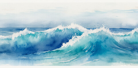 Vector ocean wave line blue and white background. Ocean sea art with natural template. Seamless soft blue ocean pattern wave water background.	