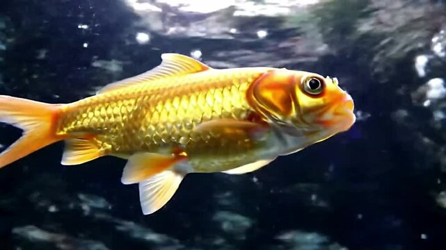 Goldfish Swimming Near Water Surface Low Angle View