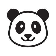a bold black outline vector illustration of a panda head on white background