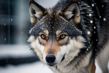 Fototapeta premium gray wolf in snow