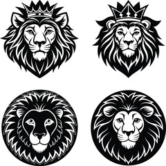 Majestic Lion Head Illustrations King of the Jungle Designs