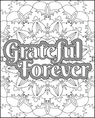 Gratitude Motivational Quote Coloring Page for Adults.