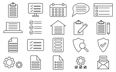 Task and Checklist Icon Set – Clipboard, To-Do List, Reminder, Notes, and Project Management Vector Symbols.