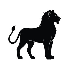 Standing Lion Proud Alert Silhouette Vector