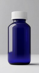 Blue Glass Bottle with White Cap.
