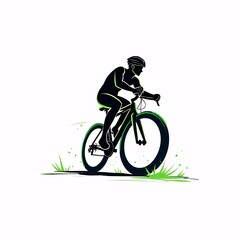 Fototapeta premium Biking Rider in Action Design with Green Accents and Motion Lines
