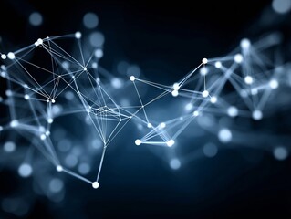 Obraz premium Conceptual image of blockchain network with glowing lines and nodes