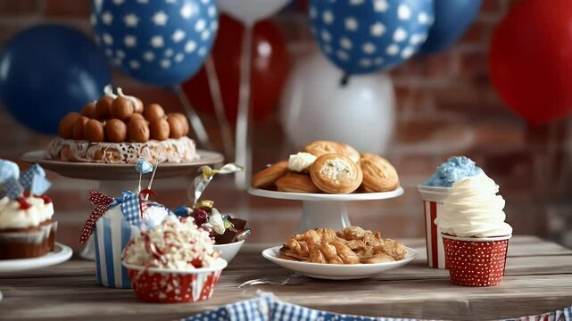 Festive holiday sweets red white and blue treats