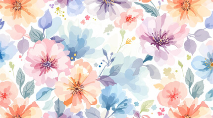 Watercolor flowers background, Seamless floral pattern watercolor, Colorful watercolor flowers background