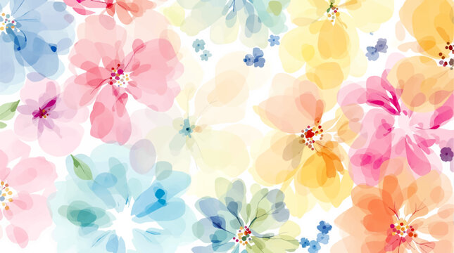 Abstract watercolor background with flowers