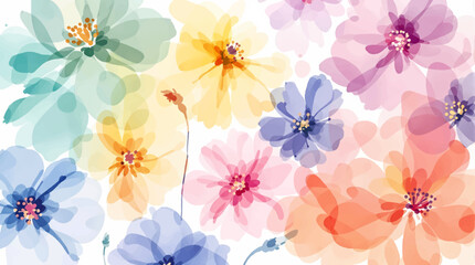 Abstract watercolor background with flowers