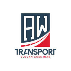 Letter AW Transport Logo Design. Modern AW Road Logo for Delivery, Transport Company and Fleet Business