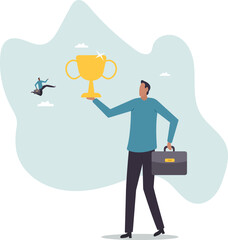 Motivation to achieve goal, reward or prize to motivate employee to succeed in work, effort and ambition to reach target .character for design.