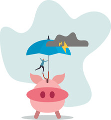 Insurance and finance saving protection in economy crisis, safety investment or all weather portfolio .character for design.
