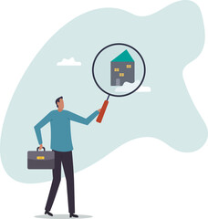 Searching for new house, look for real estate and accommodation valuation or new rent and mortgage.character for design.