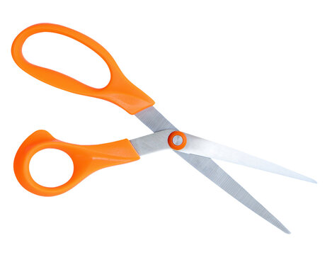 orange scissors open on white background clip art preview
