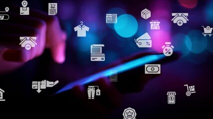 E-commerce AI data analyze, online shopping, marketing commerce sale, website advertising promotion banking payment digital marketing strategy and goals, digital search engine SEO social media ads - Powered by Adobe