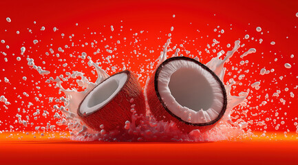 Exploding Coconut created with Generative AI Technology, ai, generative