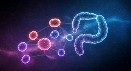 Obraz premium Microscopic Cellular Network and Chromosome Interaction