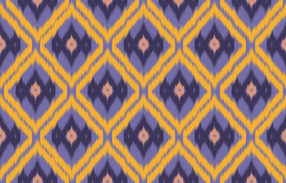 Ikat ethnic abstract art Seamless pattern in tribal, geometric design, motif ethnic handmade, folk embroidery and Mexican style, Aztec art prints Design for carpets, wallpaper, wraps, fabrics, clothin