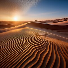 Naklejka premium Wellenmuster im Sand bei Sonnenuntergang