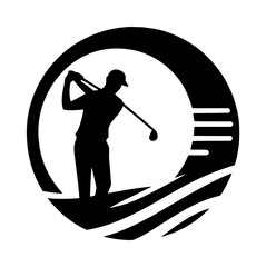 Man Playing Golf Silhouette Vector Design Logo