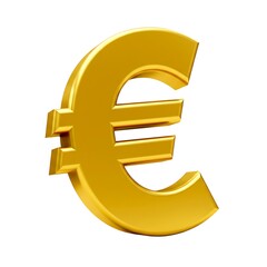 3d Golden euro symbol isolated on white background for finance, business, and currency exchange use cases.