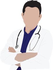 Fototapeta premium A young male doctor flat vector illustration. Professional medical doctor with stethoscope .
