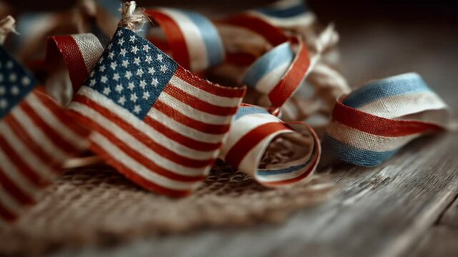 Patriotic american flags close up rustic texture holiday celebration