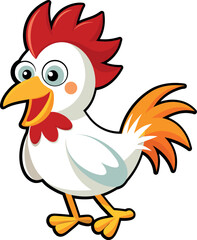 Cute Cartoon Rooster – Colorful Vector Animal Illustration  