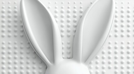 Close-up of White Rabbit Ears Against a Textured Background: A Minimalist Easter Design