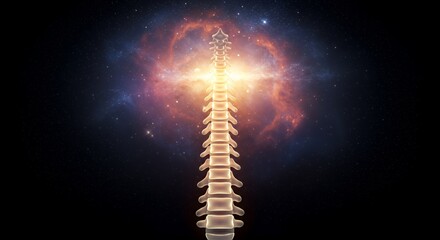 Spinal Column in Cosmic Nebula: Anatomy and Universe