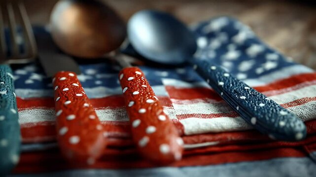 Patriotic silverware table setting