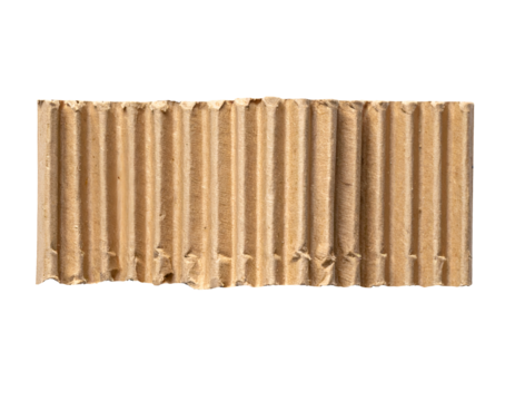 realistic torn piece of corrugated cardboard with zigzag edge, wavy texture and natural brown fiber, packaging material on isolated background
