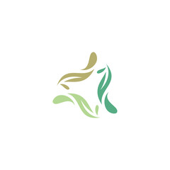 Circle Green Leaf Logo Template. Organic Vector