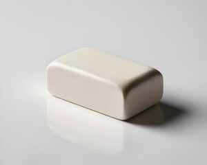 Single Off-White Rectangular Eraser on White Background