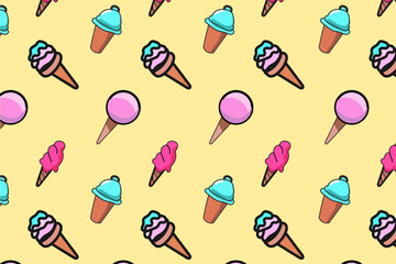 Ice Cream Sweet Desserts Seamless Pattern