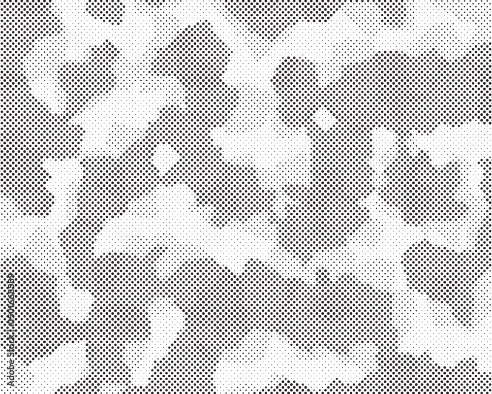 Poster Abstract halftone camouflage military texture background soldier repeated seamless pattern. Dotted camouflage pattern background seamless vector illustration.