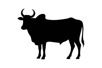 Zebu cattle silhouette farm animal vector image
