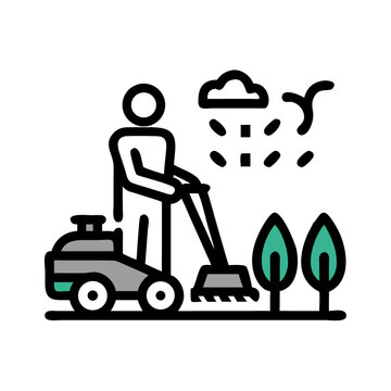 person mowing lawn in rain clip art preview