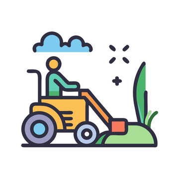 yellow lawn mower cutting green grass clip art preview