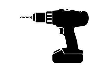 Cordless power drill tool vector image silhouette