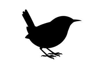 Silhouette of a small wren bird vector illustration
