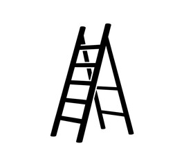 Black and white folding ladder vector illustration