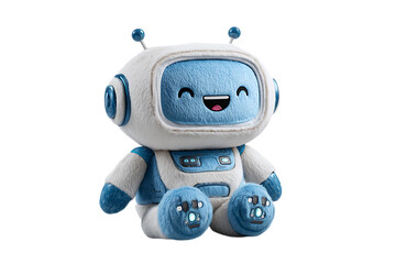 Adorable blue and white robot plush toy