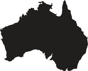 Australia black map silhouette vector style with white background